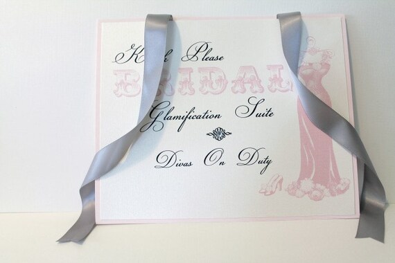 Bridal Suite Door Hanger Sign for Getting Ready on Wedding Day Bridal Party with satin ribbon and Crystal Rhinestone - Customizable Il_570xn