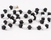 Vintage Black White Glass Cube Necklace