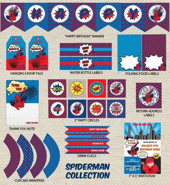 Spiderman Birthday Party COMPLETE Printable Collection Il_570xn