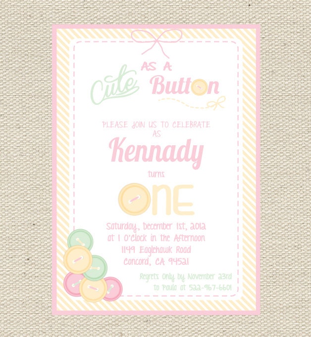 Cute As A Button Birthday/Baby Shower Invitation Printable Il_570xn
