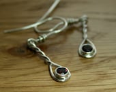 Dark Red Garnet Dangly Twisted Wire Earrings, Made to Order, Gift for Her, January Birthstone