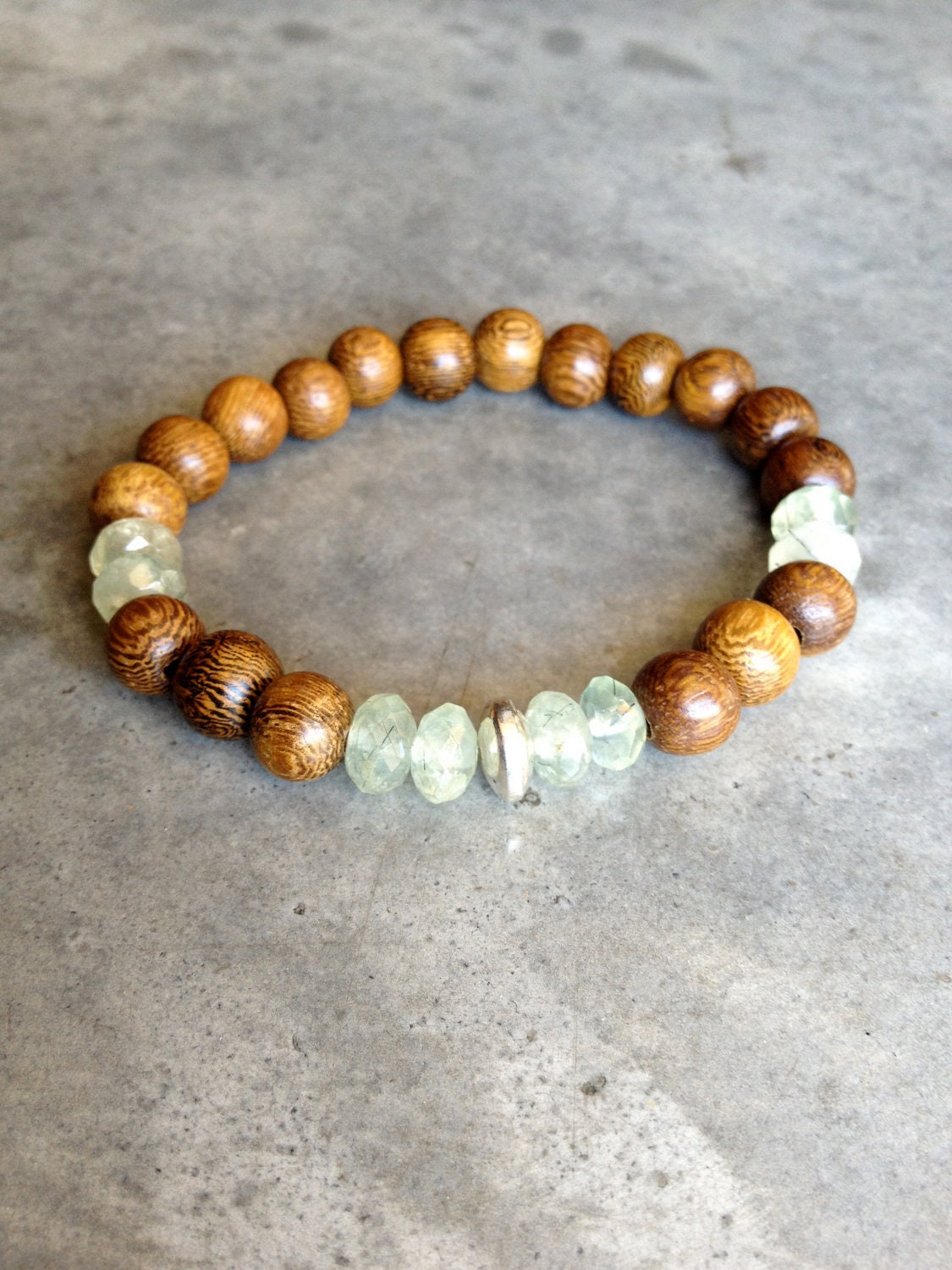 Robles Wood Prehnite and Silver Bracelet