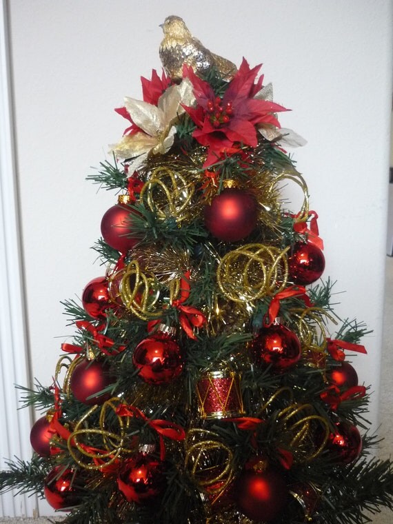 red gold 24 inch tabletop christmas tree by gingerjudysgifts red gold 24 inch tabletop christmas tree by gingerjudysgifts