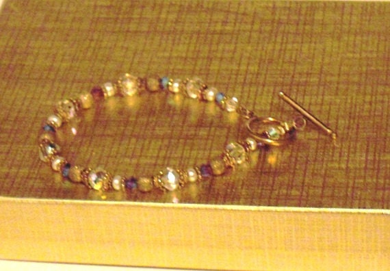 Vintage Crystal Bead Pearl Bracelet