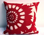Fantasticlly Bold Pillow in Red and Cream With Danish Modern Style Graphics - Ready to Ship