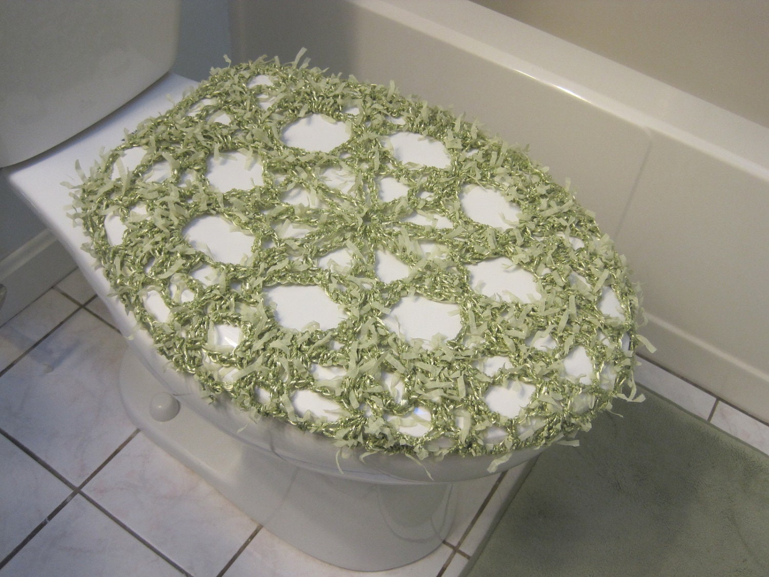 Crochet toilet seat cover - fashion yarn-light green (TSC1C)