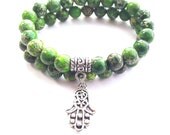 Hamsa Hand of Fatima Protection Mala Yoga Beaded Bracelets Expressions Bracelets