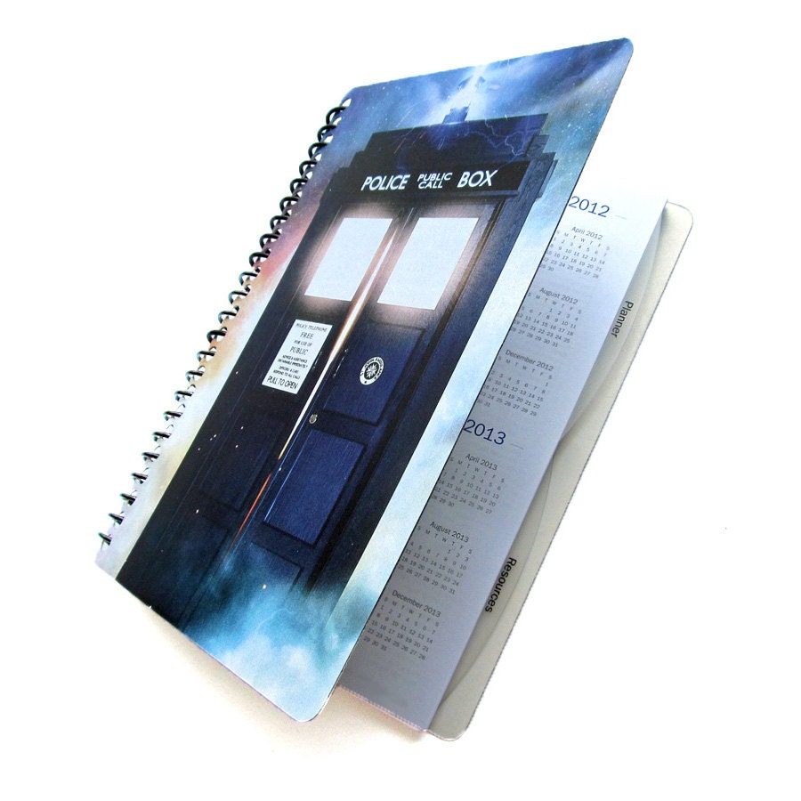 TARDIS 2013 / 2014 Daily Planner Dr. Who UpCycled Academic Student Agenda The Doctor Graduation Gift