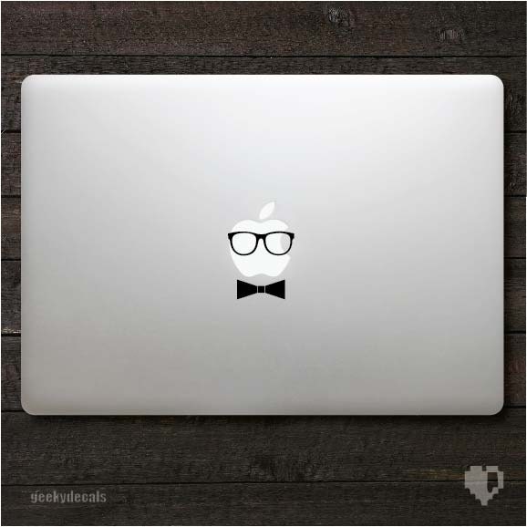 Geeky glasses with a bow Macbook Decal