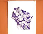 Letterpress Wisconsin Wood Violet