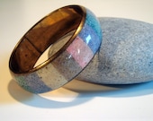 SALE Vintage Brass and Inlaid Stone Bracelet