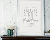 Personalized Retro Inspirational Quote Giclee Art Print - Vintage Typography Decor - Lobster Love Always UK