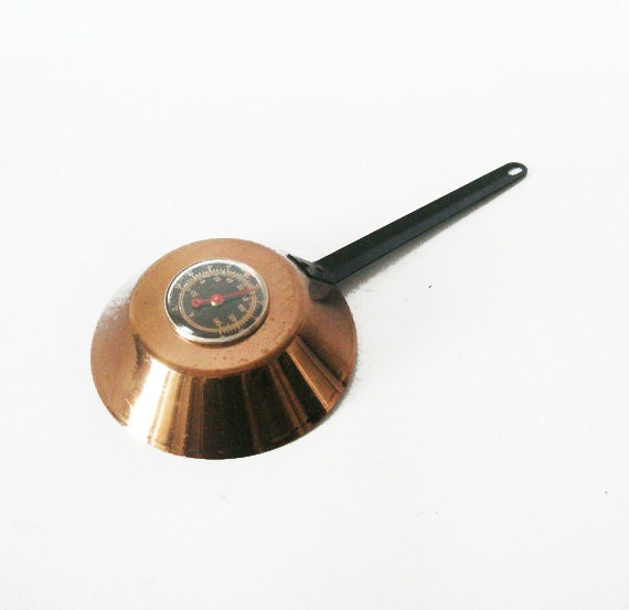 Copper Frying Pan Thermometer - vintage kitchen thermometer for cooking