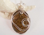 Wire Wrapped Jewelry, Bronzite Pendant, Handmade