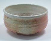 Wood-Fired Chawan (5" D, 3" H, W 455g) porcelain w/ shino liner- CA10