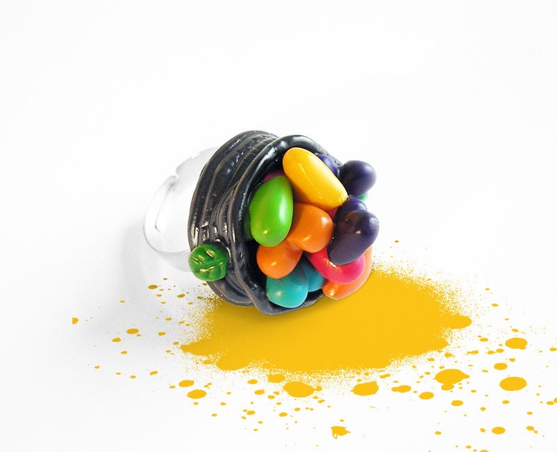 Art Jewelry / love ring, OOAK, polymer clay, Valentine's Day, love, valentine's gift / "Love Nest" /