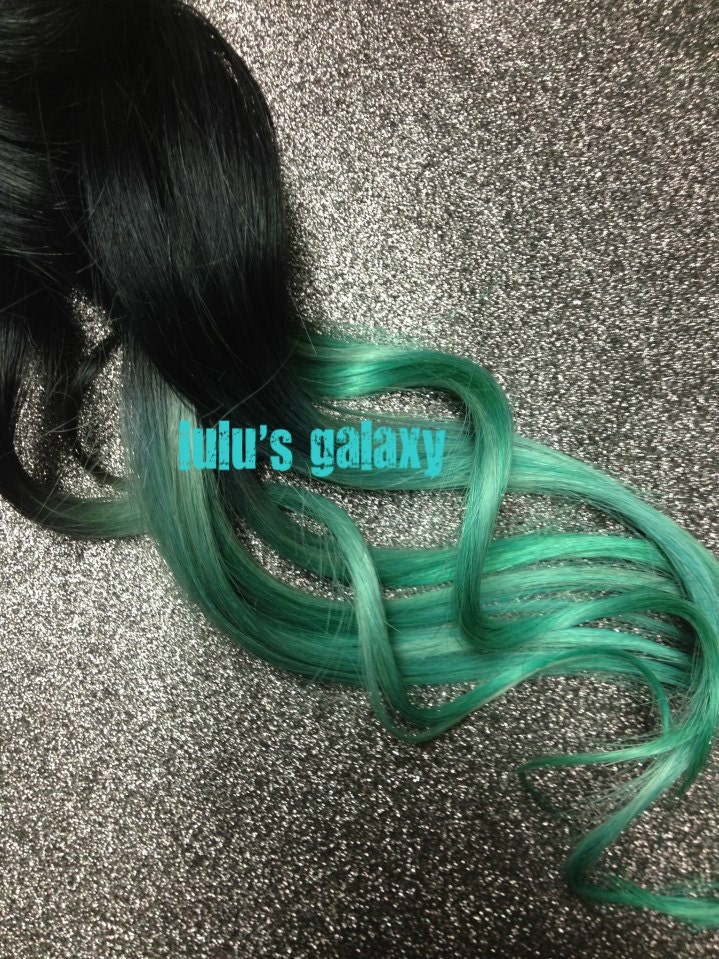 MERMAID MINT / pastel mint green/ ombre/ dip dye/ duo/ free people/ rainbow hilights/ clip-in human (2) hair extensions
