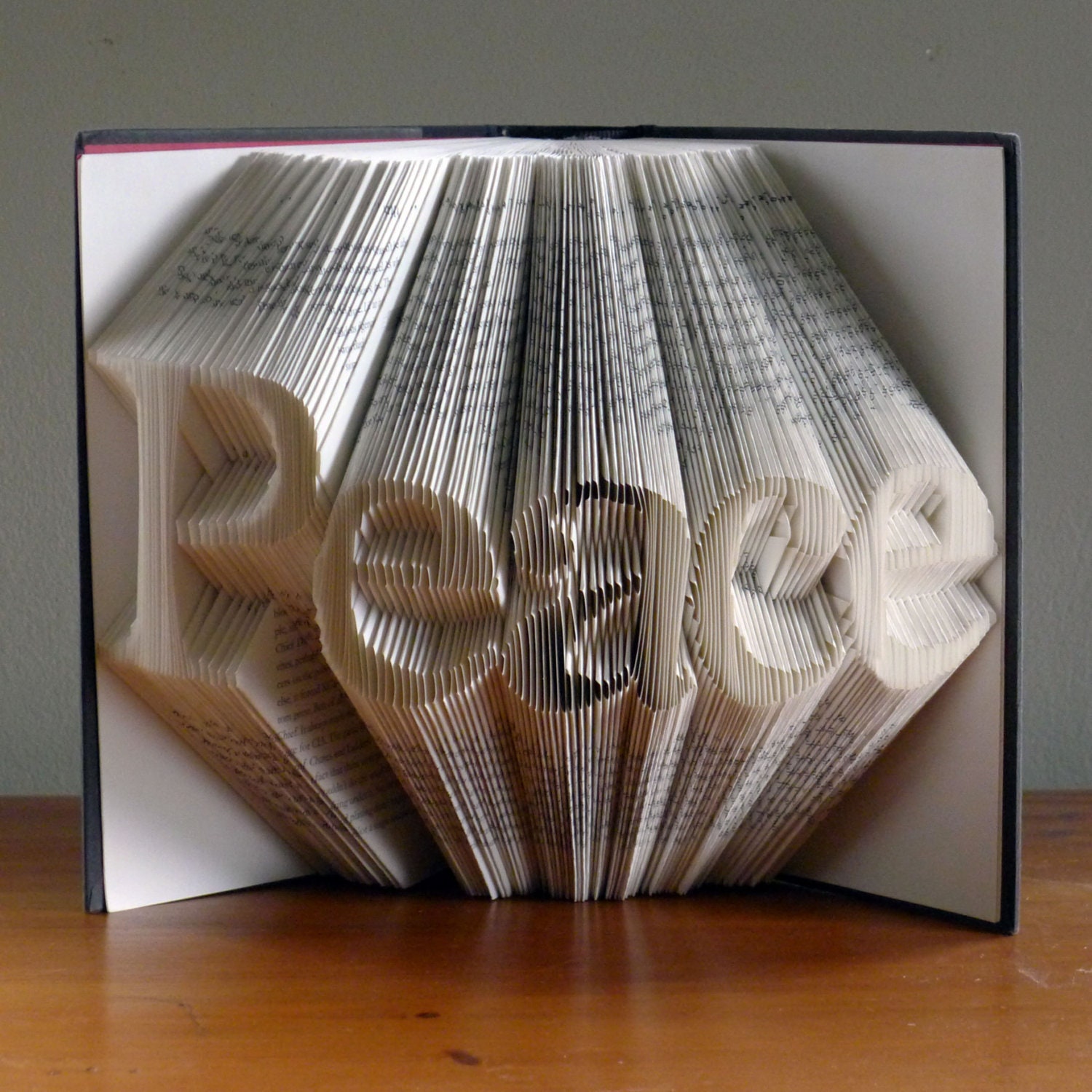 Peace - Folded Book Art - Altered Book Art - Peace Sign - Book Sculpture - Unique Gift