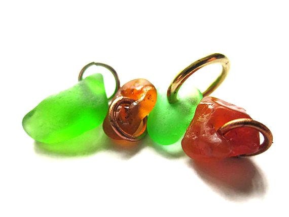 SALE - Citrus Ice - Sea Glass and Clear Quartz Nuggets from Lake Michigan for Bead Supply Eco Friendly