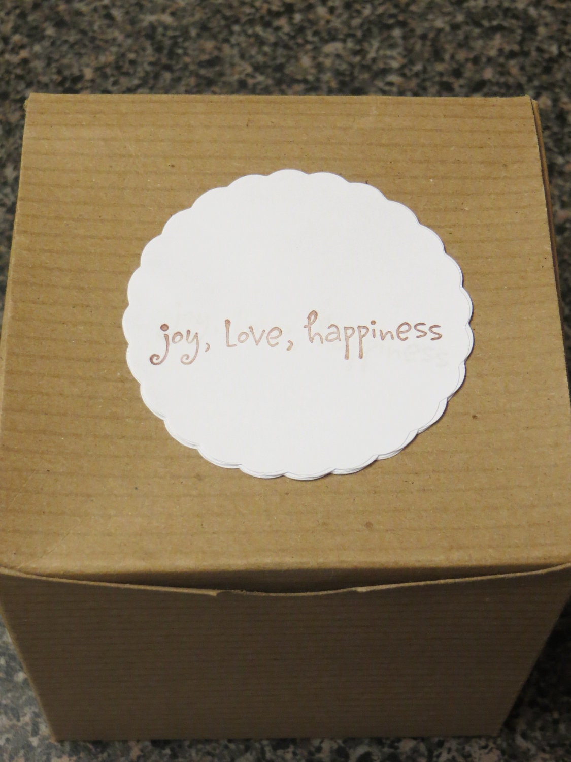 SALE - (12 count) Joy, Love, Happiness Favor Box Stickers, Custom Orders & Discounts Available