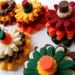 120 piece set - Harvest fall mix of felt flower kit felt flowers die cut outs in thanksgiving halloween christmas colors