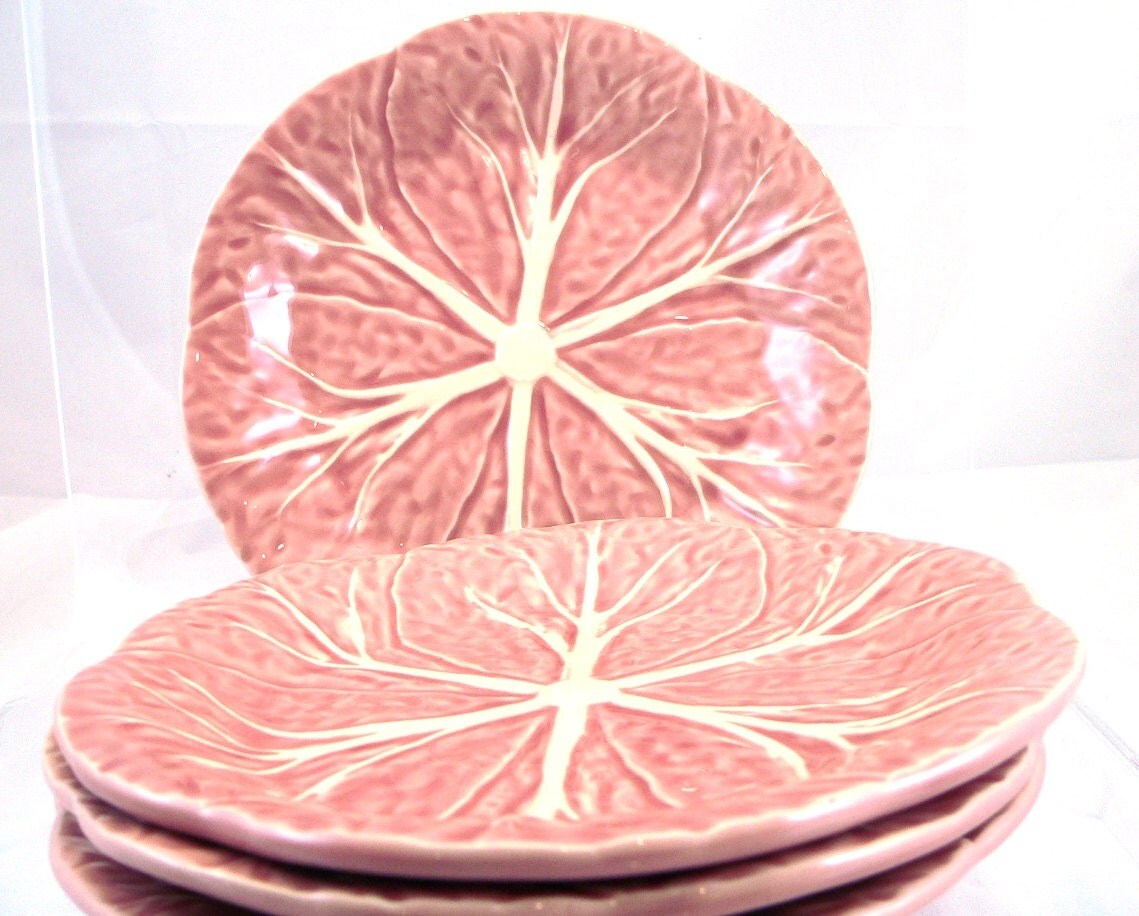 Bordallo Pinheiro Pink Cabbage Leaf Salad Plates by FineRedefined