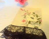 Handmade Vintage Linen Floral Guest  hand Towels. set of 2