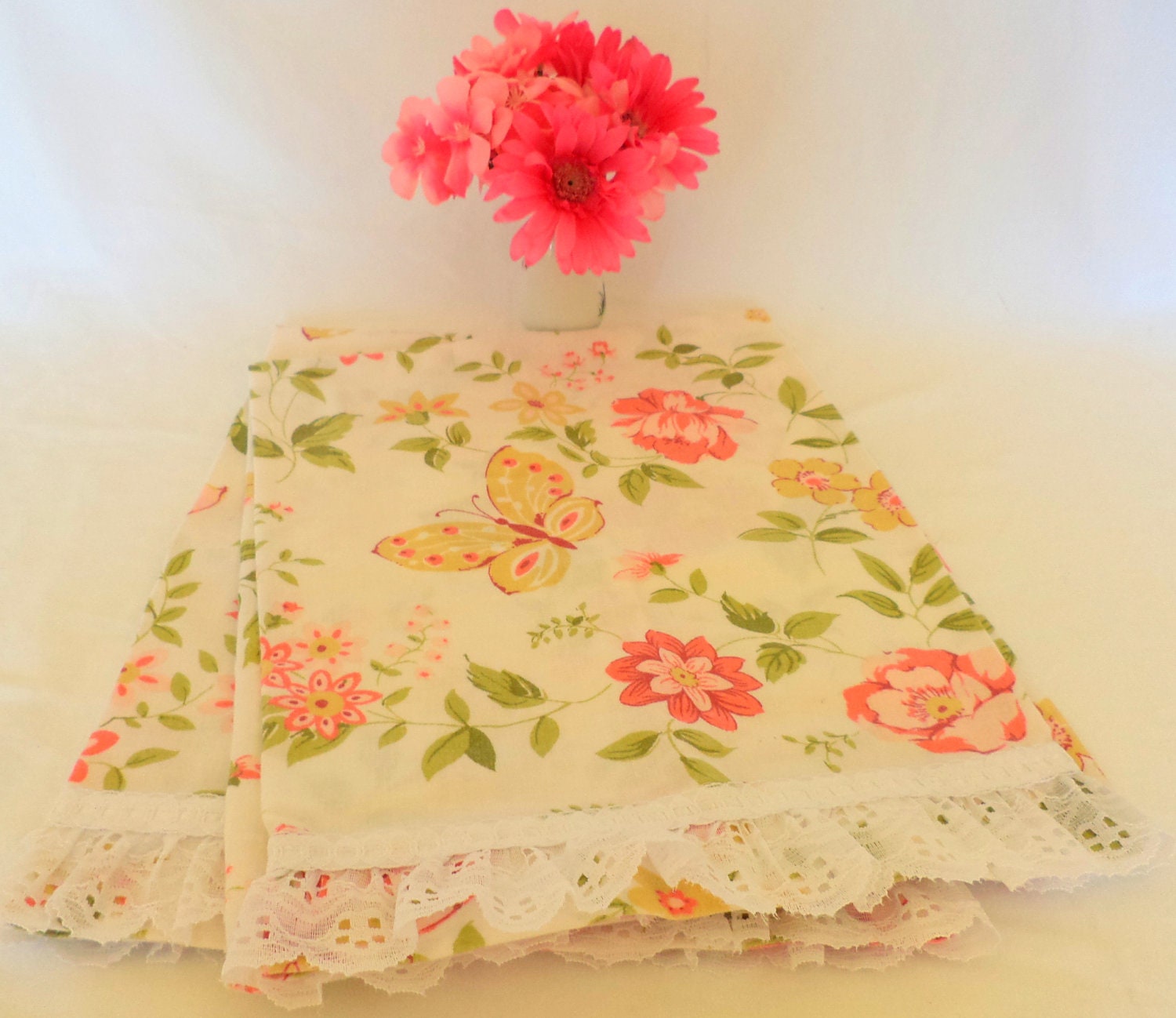 handmade from vintage linen Decorative guest hand towels set of 2