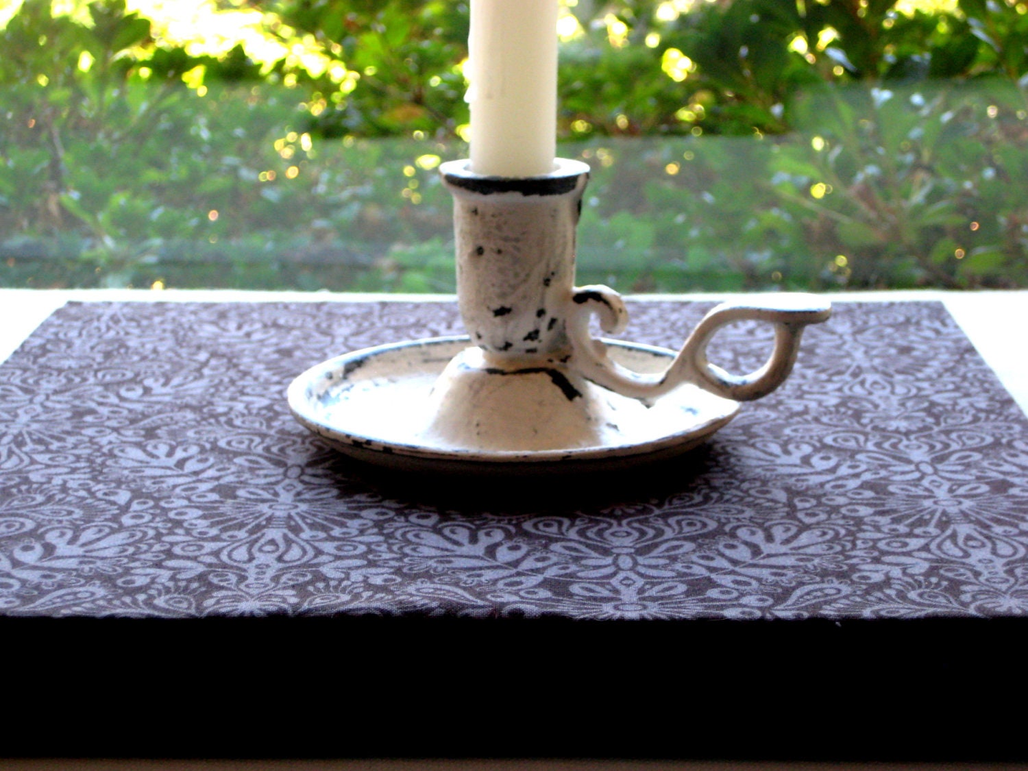 Vintage wrought iron Candlestick, candle holder, French rustic finish, Up scaled, Chippy paint, antique white, 2.5 x 4 inches tall