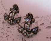Rhinestone anchor earrings