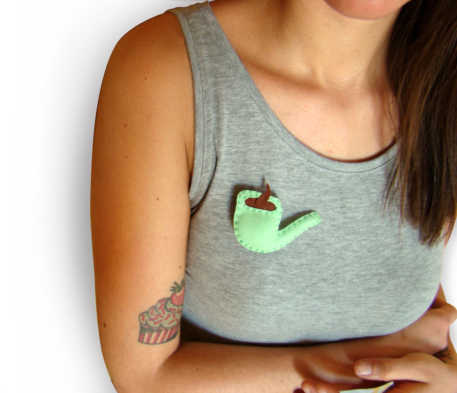 Mint Pipe Brooch