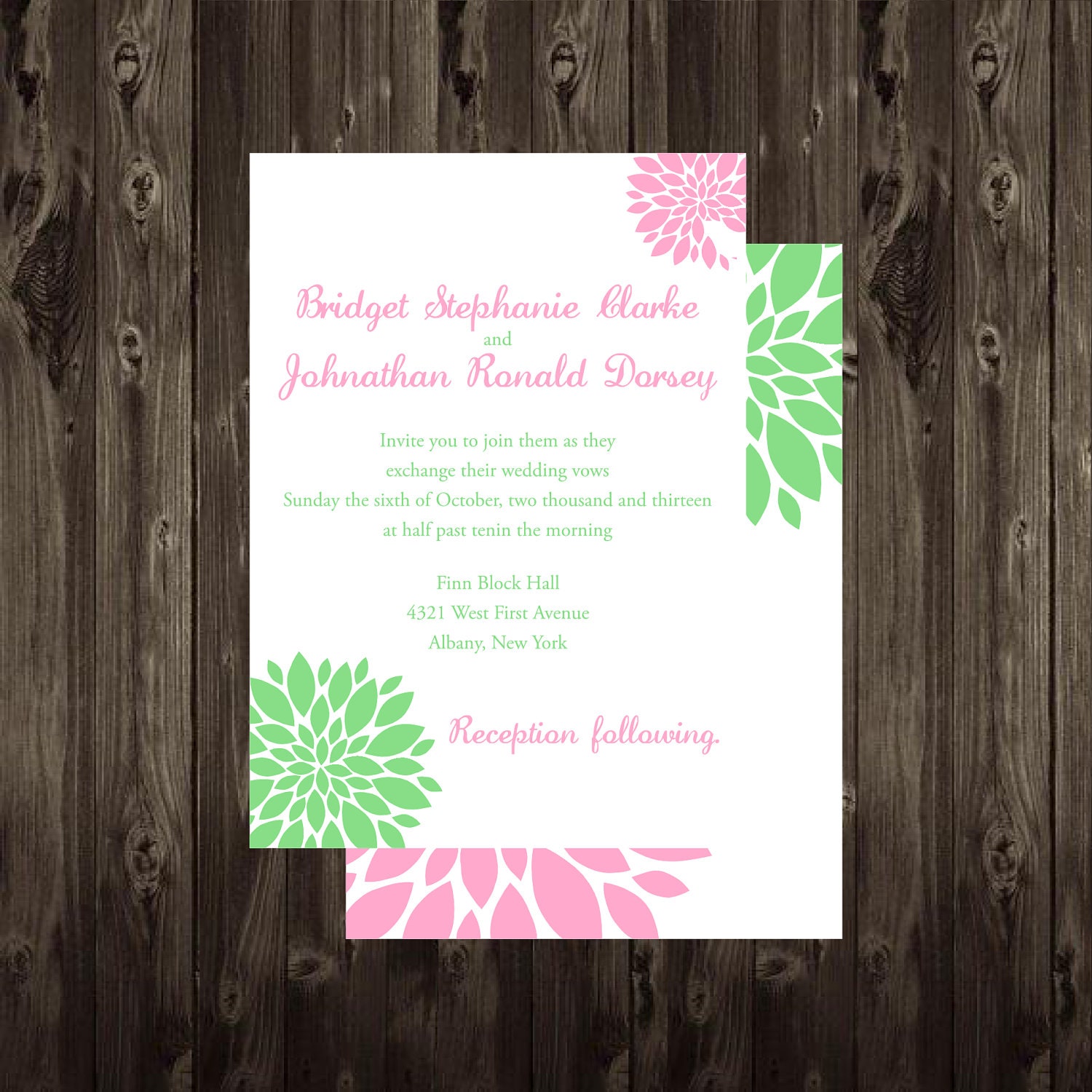 Printable Wedding Invitation DIY 5X7 Floral Digital File