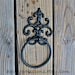 Black Hand Towel Ring /Fleur de lis /Distressed Iron Holder /Bathroom Fixture /Accessory Rack /Shabby Chic /Gift Ideas