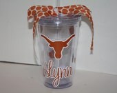 Personalized 16 oz.Acrylic Tumbler with straw - College gift, Graduation, Longhorn, University of Texas, Sorority