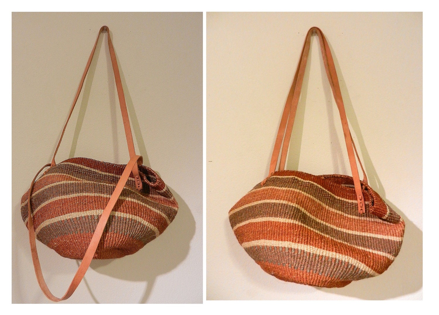 70s Sisal Woven Bucket Purse Jute Kenya Bag by slackerbones