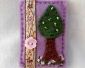 Felt tree brooch - ribbon - buttons - beads - hand sewn