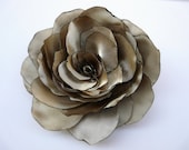 Gold Hair Flower, Gold Wedding Hair Clip, Satin Hair Flower, Elegant Bride Vintage Inspired Flower