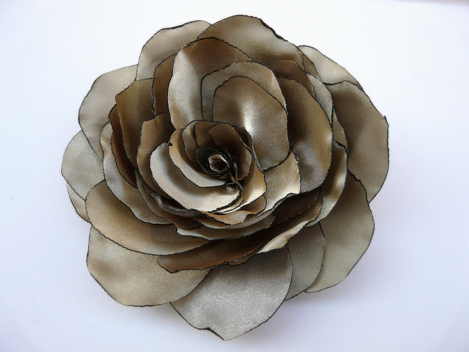 Gold Hair Flower, Gold Wedding Hair Clip, Satin Hair Flower, Elegant Bride Vintage Inspired Flower