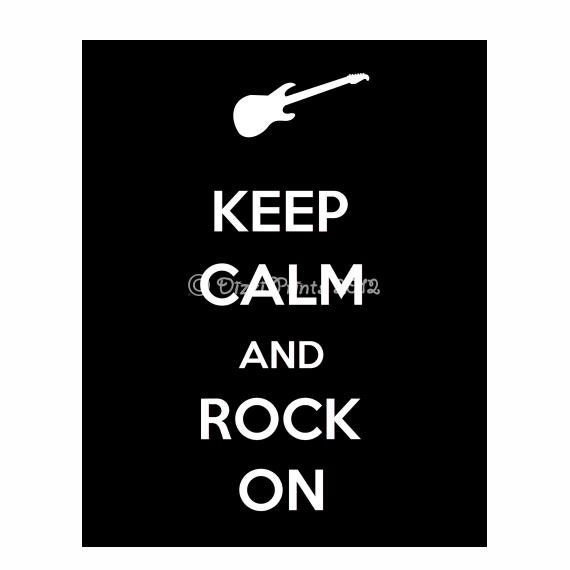 Keep Calm & Rock On, Keep Calm Rock On Poster, Black, 8x10"