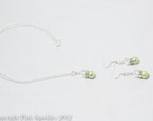 Green Pearl and Crystal Jewellery Set, Necklace and Earrings