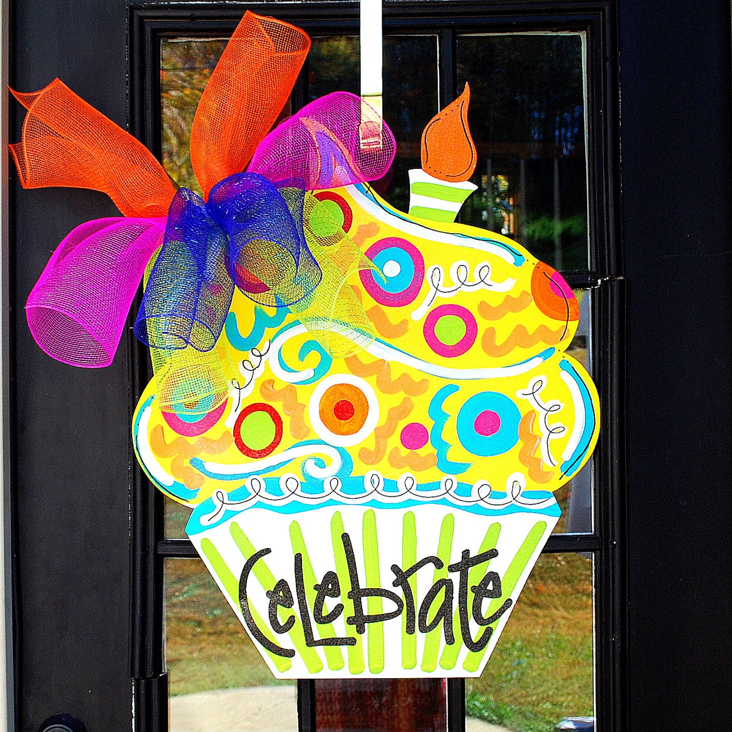 Happy Birthday Sign, Birthday Door Decor, Happy Birthday Door Hanger, Birthday Cupcake Door Hanger