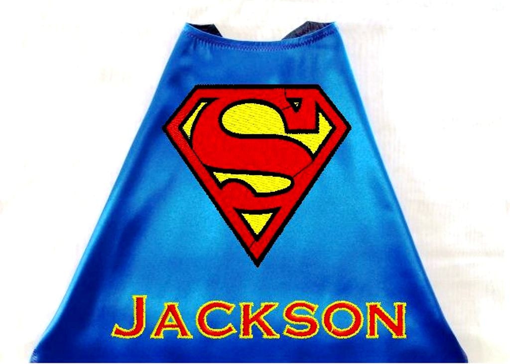 Boy's Cape,  Embroidered Superman Logo Personalized with Monogram Royal Blue