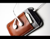 iPhone mini wallet - merino wool felt and genuine leather pocket