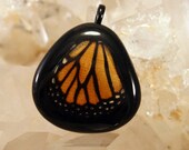 Butterfly Slide, Monarch Butterfly Pendant, Real Butterfly Wing Necklace, Monarch Pendant, OOAK Natural High Fashion Necklace