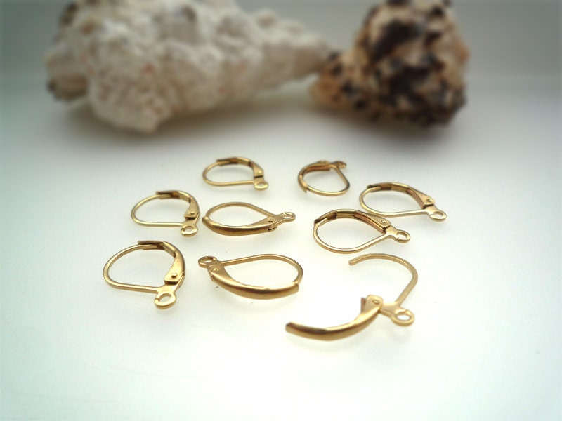 Raw Brass Unplated Leverback Earwires - 24 pcs ( DS225 )