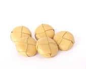 Vintage cream buttons, leather buttons set of five
