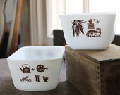 Vintage Pyrex Early American Refrigerator Dishes Brown on White