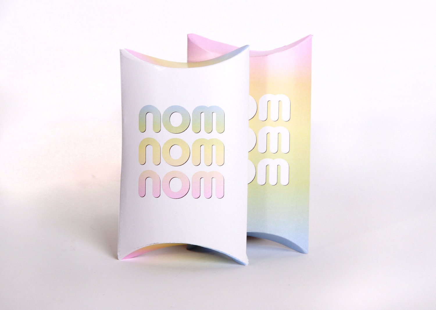 Printable Gift Boxes, DIY Party Favors,  Nom Nom Nom,  Rainbow Pastels, Christmas treats, Pillow Box, Party Decortaions, Candy Box