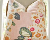 Decorative Pink Pillow - Floral Pink Fuchsia Ivory Teal Orange Pillow Cover - Throw Pillow - Designer Pillow - Blush Pink Pillow- Pale Pink