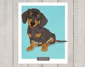 Dachshund Art Print - Dog Art - 8x10